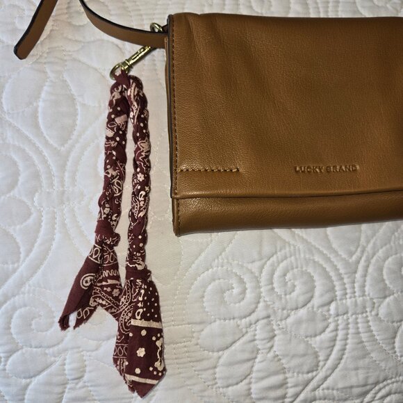 Lucky Brand Light Brown Leather Purse and/or Clutch with Decorative Tassel - Picture 4 of 16
